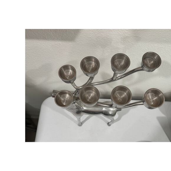 Vintage Pottery Barn Pewter Reindeer 8 Candle christmas/Holiday - Picture 2 of 6